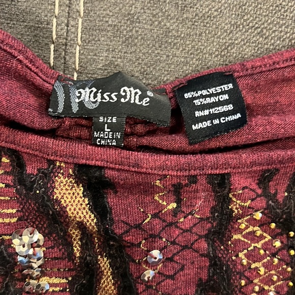 Miss Me Blouse Size Large - Picture 3 of 6